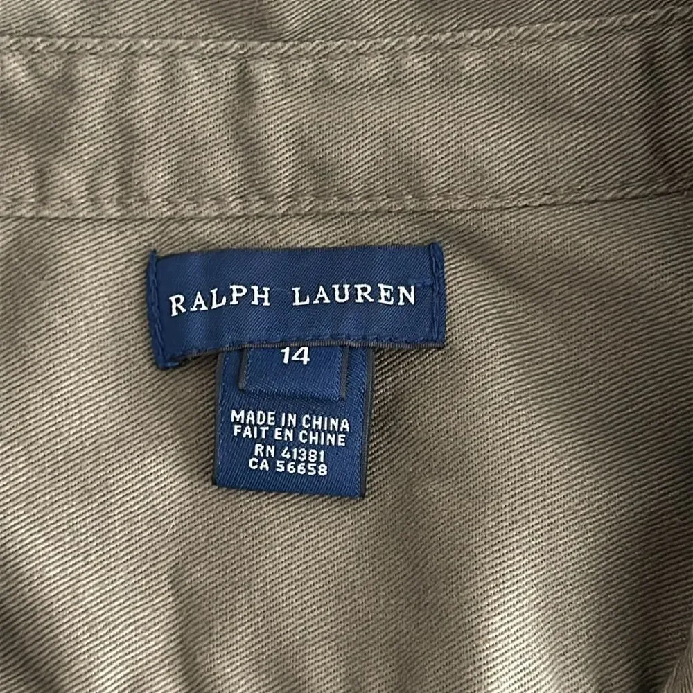 Ralph Lauren Dress Girls Size 14 Khaki Button Front Belted Chino Shirtdress